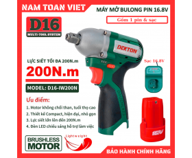 Máy Siết Bulong Dekton  D16-IW200N (Gồm 1 Pin & Sạc)