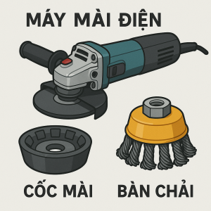 Máy mài điện có thể sử dụng với các phụ kiện bổ sung như cốc mài, bàn chải không?