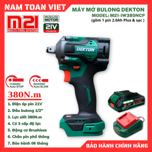 Máy Siết Bulong Dekton  M21-IW380NCP (Gồm 1 Pin 2.0Ah Plus & Sạc)