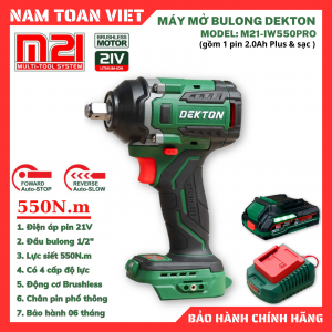 Máy Siết Bulong Dekton M21-IW550PRO (Gồm 1 Pin 2.0Ah Plus + 1 Sạc) 