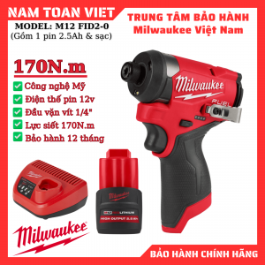 Máy vặn vít Milwaukee M12 FID2-0 (gồm 1 pin 2.5ah & sạc)