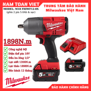 Máy Siết Bulong Milwaukee M18-FHIWF12 (Gồm 2 Pin 5.0Ah & Sạc)