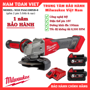 Máy Mài Pin Milwaukee M18 FSAG100XB-0 (gồm 2 pin 5.0Ah & sạc)