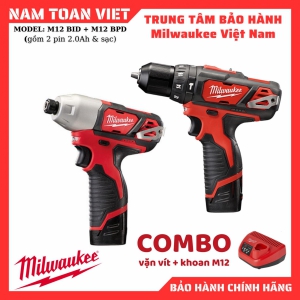 Combo máy khoan Milwaukee M12-BPD và máy vít M12 BID