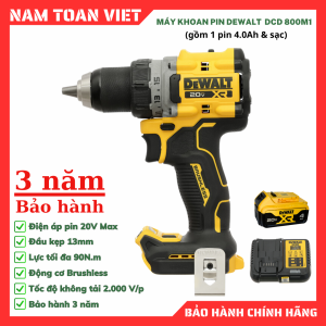 Máy Khoan cầm Tay Dewalt DCD800M1 ( Gồm 1 Pin 4.0Ah & Sạc)
