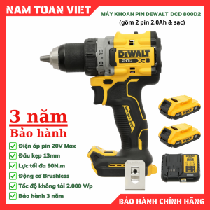 Máy Khoan cầm Tay Dewalt DCD800D2 ( Gồm 2 Pin 2.0Ah & Sạc)