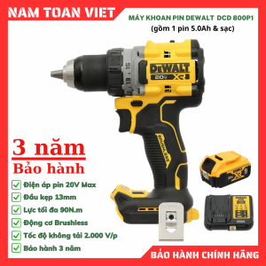 Máy Khoan cầm Tay Dewalt DCD800P1 ( Gồm 1 Pin 5.0Ah & Sạc)