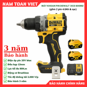 Máy Khoan cầm Tay Dewalt DCD800M2 ( Gồm 2 Pin 4.0Ah & Sạc)