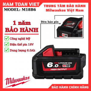 Pin Milwaukee M18B6 loại pin 18V 6.0Ah