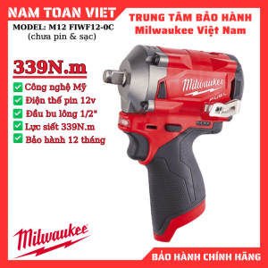 Máy siết bu lông Milwaukee M12 FIWF12-0C (chưa pin & sạc)