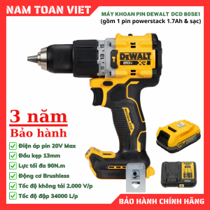 Máy Khoan Động Lực Dewalt DCD805E1 (Gồm 1 Pin 1.7Ah Powerstack & Sạc) 