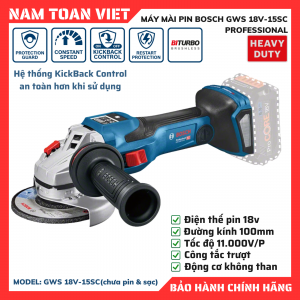 Máy mài dùng pin Bosch GWS 18V-15SC (chưa pin & sạc)