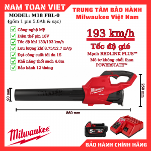 Máy thổi bụi Milwaukee M18 FBL (Gồm 1 Pin 5.0Ah & Sạc)