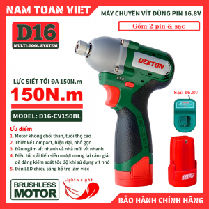 Máy Bắn Vít Dekton D16-CV150BL (Gồm 2 Pin & Sạc)