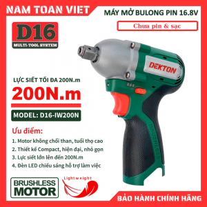 Máy Siết Bulong Dekton  D16-IW200N (Chưa Pin & Sạc)