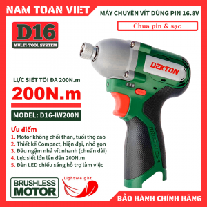 Máy Chuyên Vít Dekton  D16-IW200N (Chưa Pin & Sạc) 