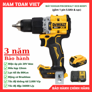 Máy Khoan Động Lực Dewalt DCD805P1 (Gồm 1 Pin 5.0Ah & Sạc)