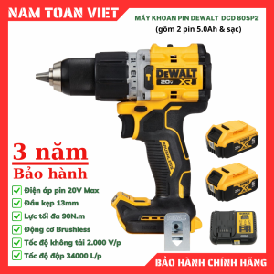 Máy Khoan Động Lực Dewalt DCD805P2 (Gồm 2 Pin 5.0Ah & Sạc)