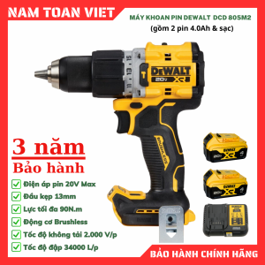 Máy Khoan Động Lực Dewalt DCD805M2 (Gồm 2 Pin 4.0Ah & Sạc)