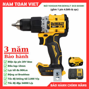 Máy Khoan Động Lực Dewalt DCD805M1 (Gồm 1 Pin 4.0Ah & Sạc)