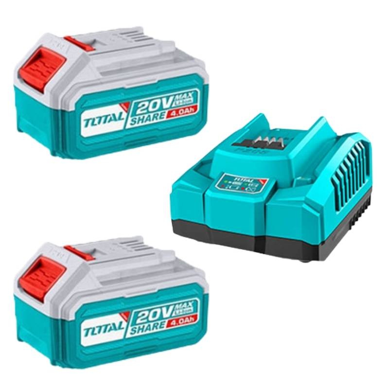 Bộ 2 Pin 20V 4.0Ah Và Sạc Nhanh 4A Total TFBCPK1424