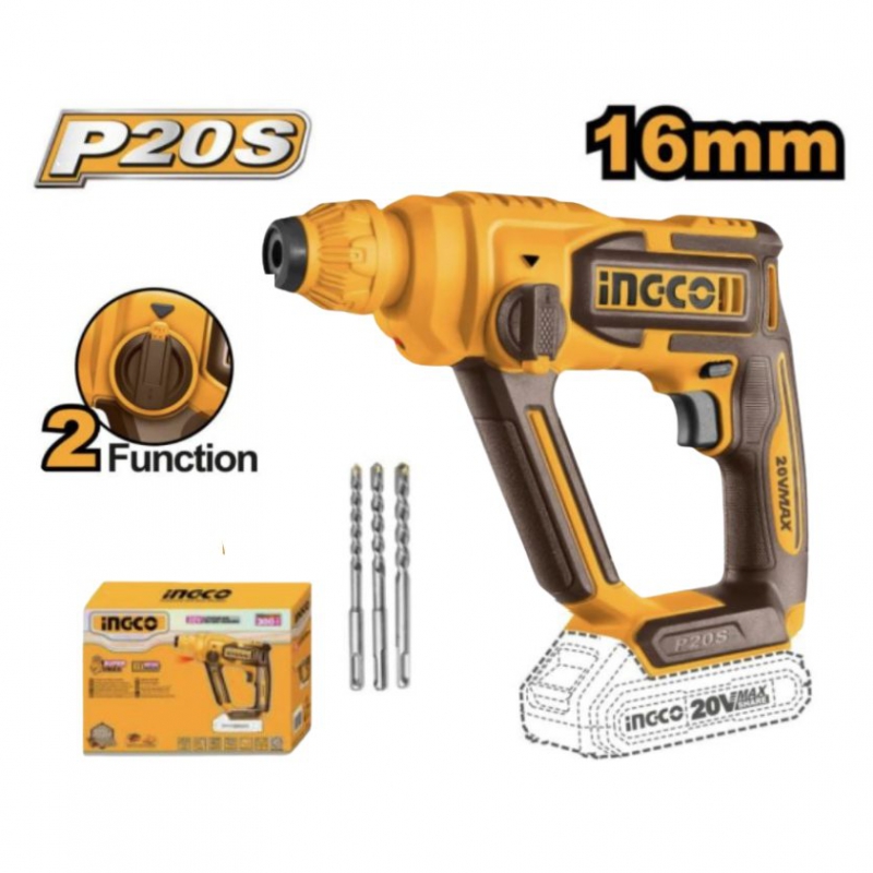 Máy khoan đục bê tông dùng pin 20V-16mm(không kèm pin và sạc) INGCO CRHLI20168