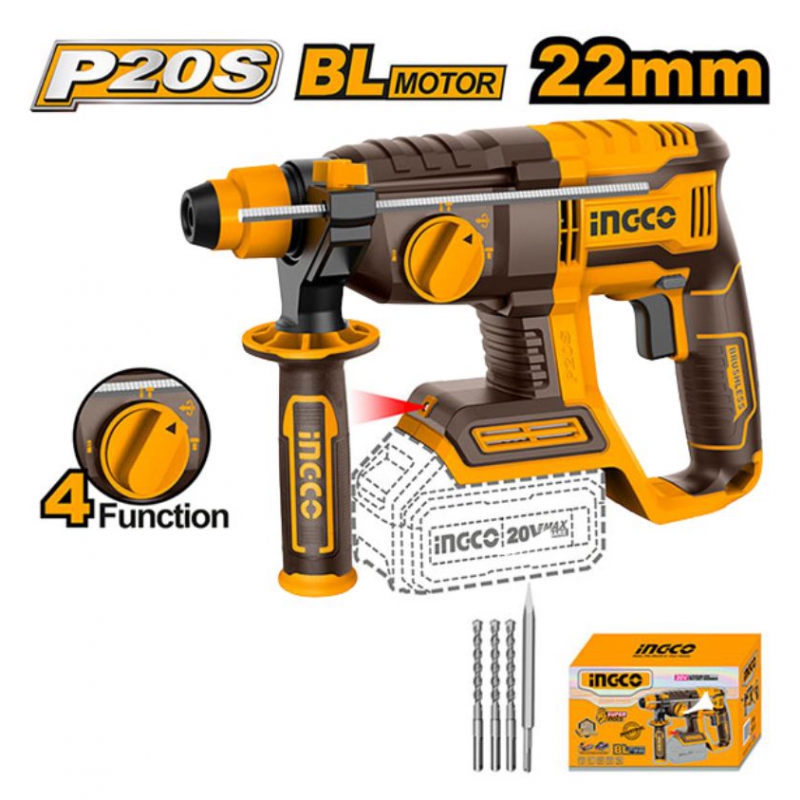 Máy khoan đục bê tông dùng pin 20V-22mm (không kèm pin và sạc) INGCO CRHLI20208
