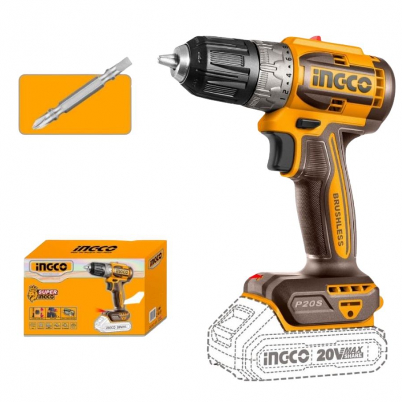 Máy khoan dùng pin 20V- 52Nm (không kèm pin và sạc) INGCO CDLI204531