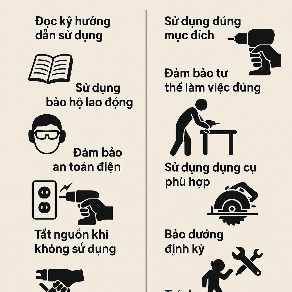 Cần chú ý gì khi sử dụng dụng cụ cầm tay điện?