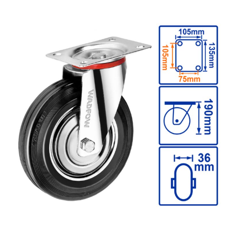 Bánh xe đẩy xoay 6" WADFOW WJL3362 