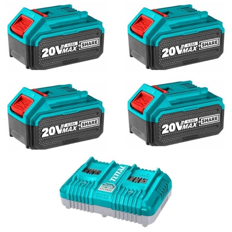 Bộ 4 pin 4.0Ah và 1 sạc P20S Total TFBCLI20244