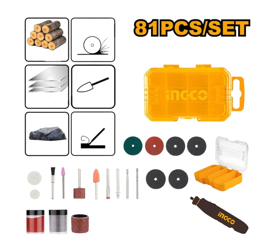 Bộ 81 món phụ kiện mài mini INGCO AKMG8081