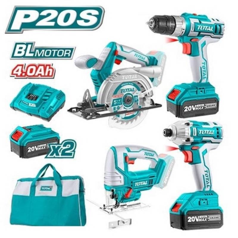Bộ combo 4 máy khoan, máy siết vit, máy cưa lọng, máy cưa đĩa tròn Total TCKLI2010
