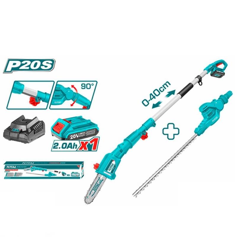 Bộ combo máy cưa cành TPSLI20081 và máy cắt hàng rào TPHT2016012 dùng pin Lithium 20V Total TPTS201681