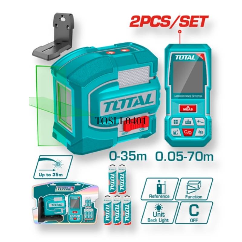 Bộ máy đo khoảng cách TMT57026 & Máy cân tia laze TLL156601 Total TOSLL0401