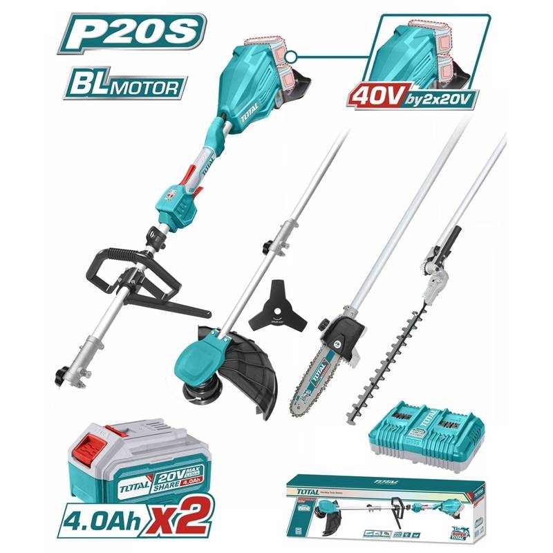 Bộ máy làm vườn 4 trong 1 dùng pin 20Vx2 Total TSTLI2040386 (2 Pin 4.0Ah, 1 Sạc)