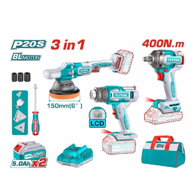 Combo máy thổi nhiệt TBLI2003, máy đánh  bóng TAPLI2015 & máy siết bulong TIWLI20401 Tatol TOSLI240863tol 