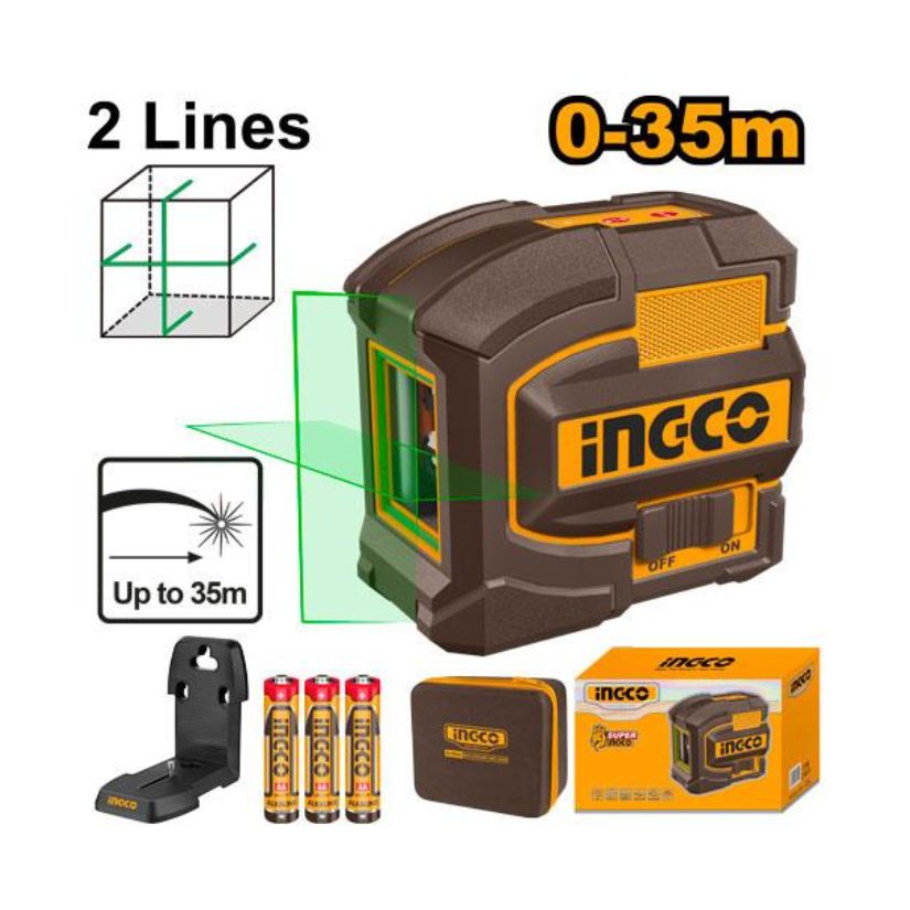 Máy đo mức cân bằng tia lade 0-35m (tia xanh) INGCO HLL156601