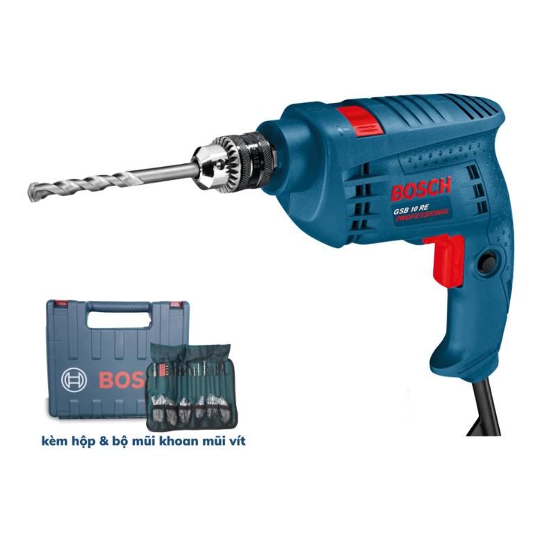 Máy khoan Bosch GSB 10RE (hộp nhựa & phụ kiện)