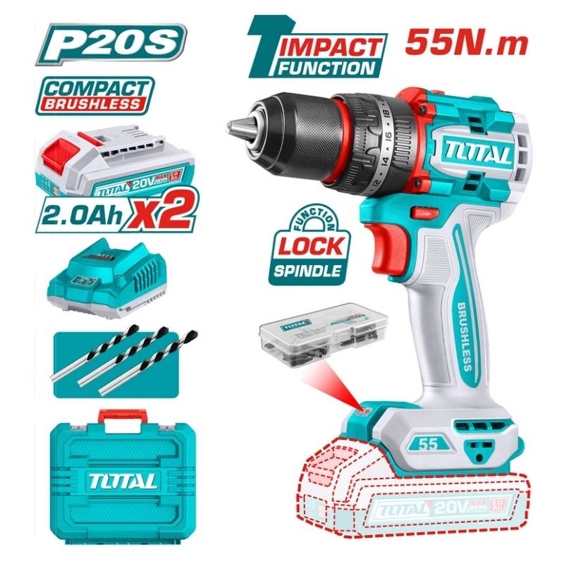 Máy khoan búa dùng pin 20V Total TIDLI20558