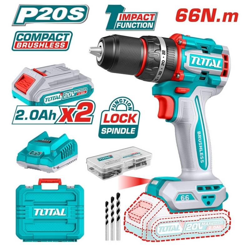Máy khoan búa dùng pin 20V Total TIDLI20668 