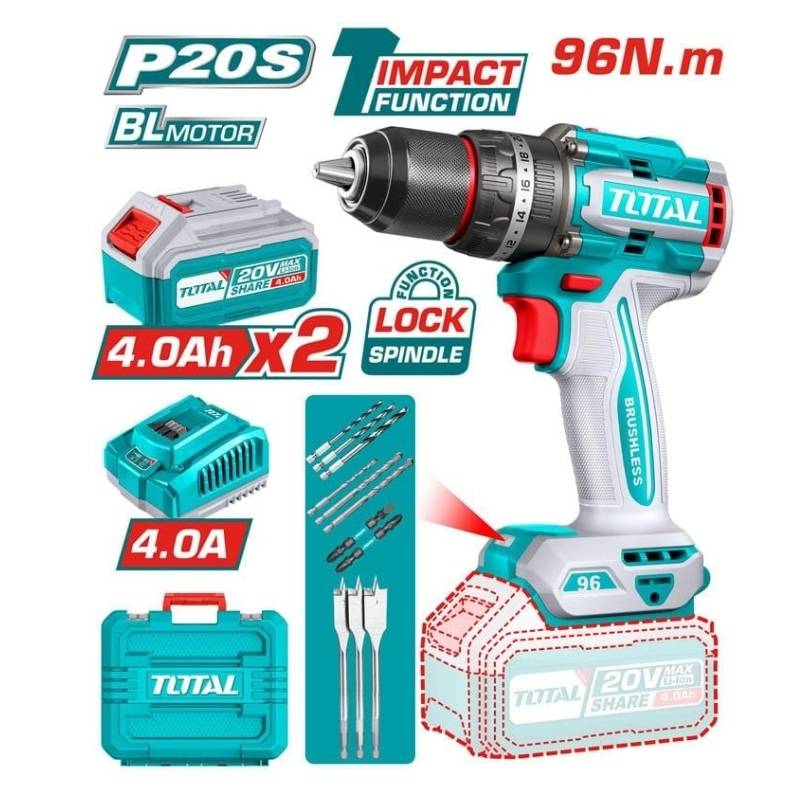 Máy khoan búa dùng pin 20V Total TIDLI20968