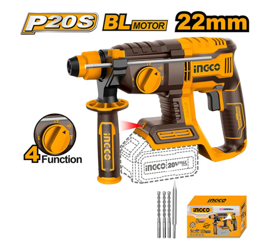 Máy khoan đục bê tông dùng pin 20V-22mm (không kèm pin và sạc) INGCO CRHLI20208