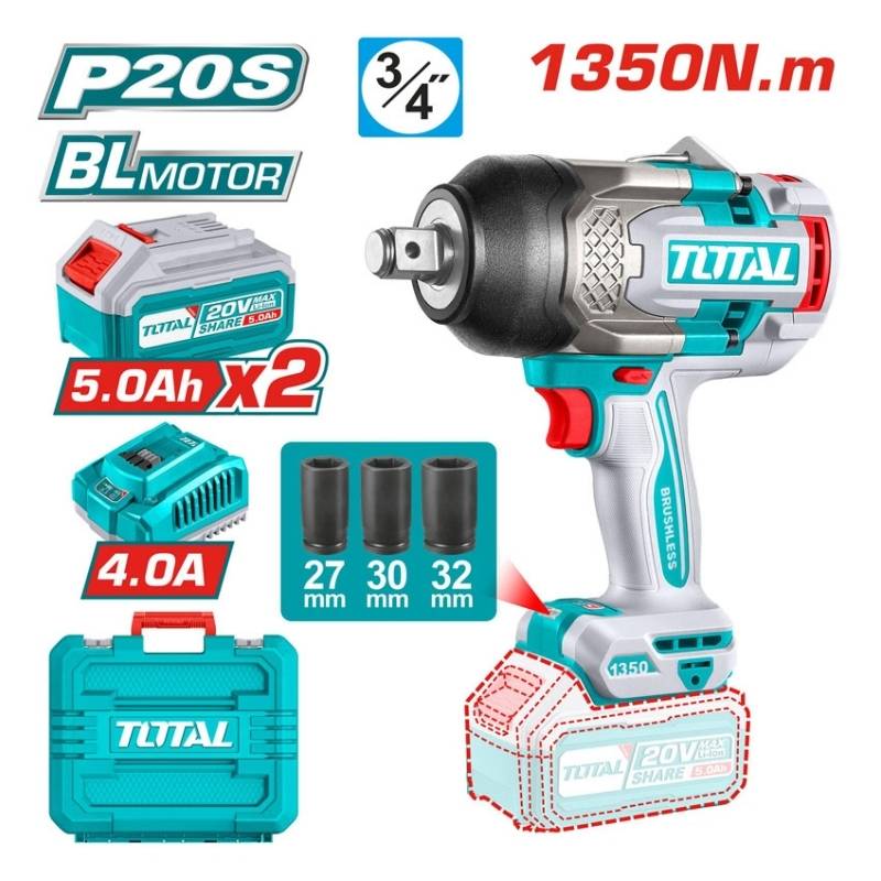 Máy siết bu lông 3/4" dùng pin 20V Total TIWLI20135