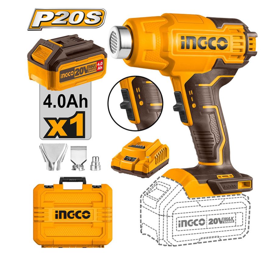 Máy thổi nhiệt dùng pin 20V INGCO HGLI20025